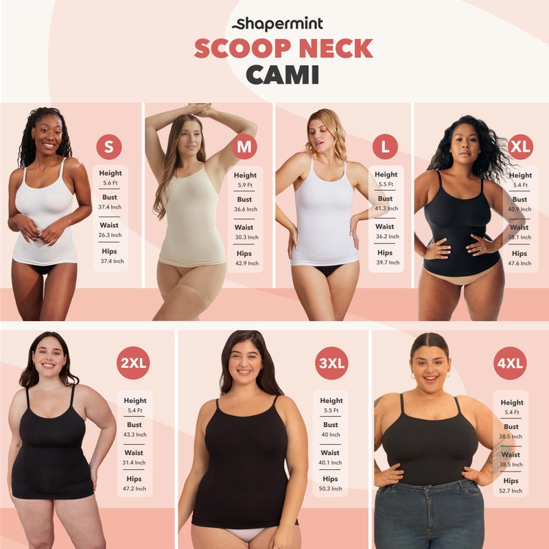 SHAPERMINT Womens Tops - Scoop Neck Cami Body Shaper for Women, Shapewear Tummy Control, Camisole Tank Tops for Women White - Image 5
