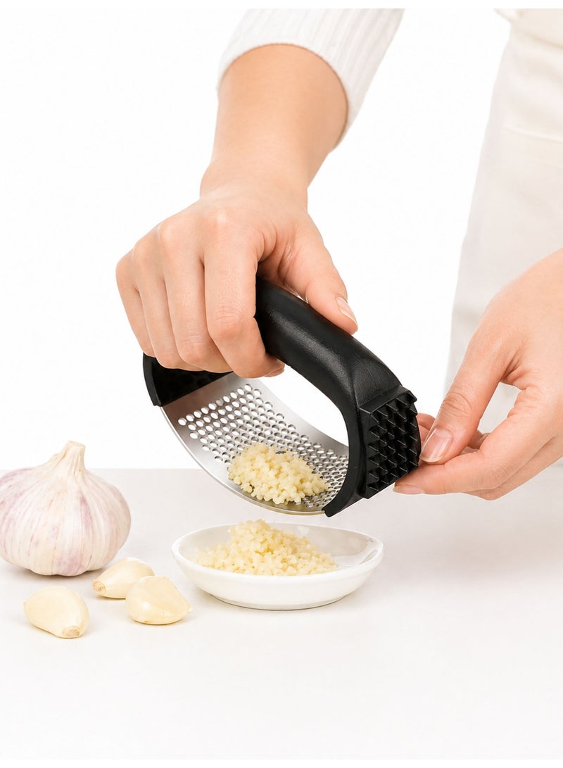 Stainless Steel Garlic Press Rocker, Heavy Duty Garlic Crusher, Mincer & Chopper with Ergonomic Non Slip Handle, Easy to Clean Kitchen Tool - Image 1