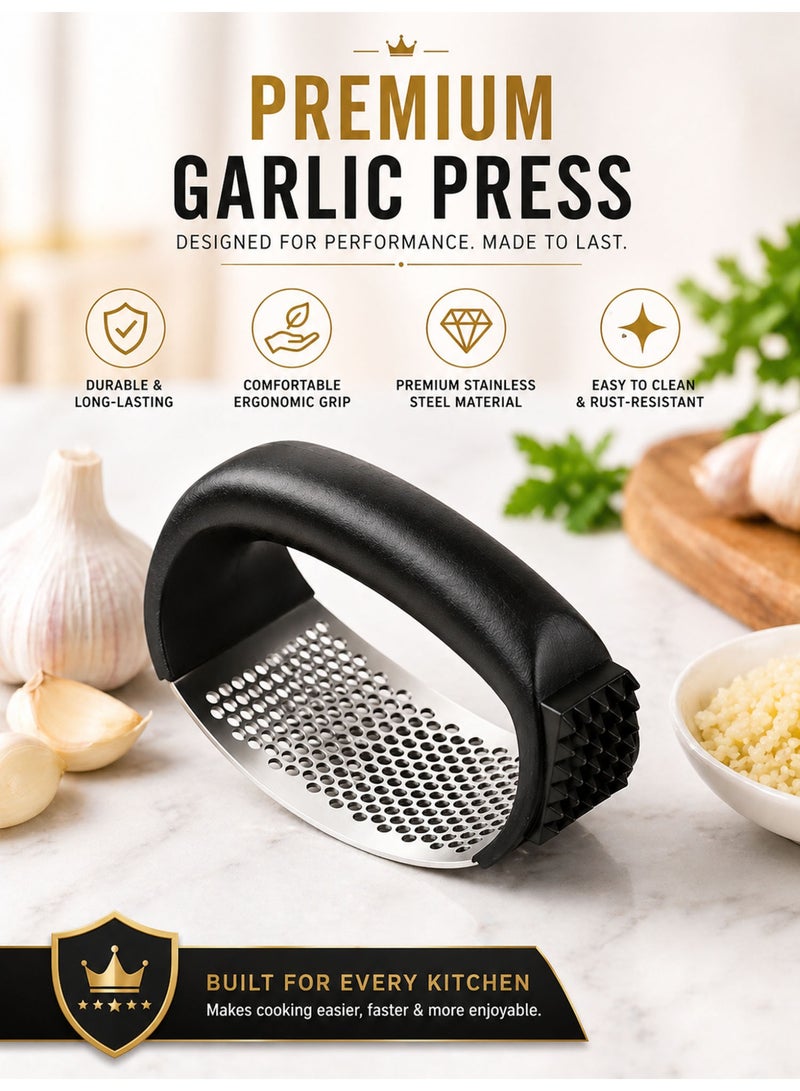 Stainless Steel Garlic Press Rocker, Heavy Duty Garlic Crusher, Mincer & Chopper with Ergonomic Non Slip Handle, Easy to Clean Kitchen Tool - Image 4