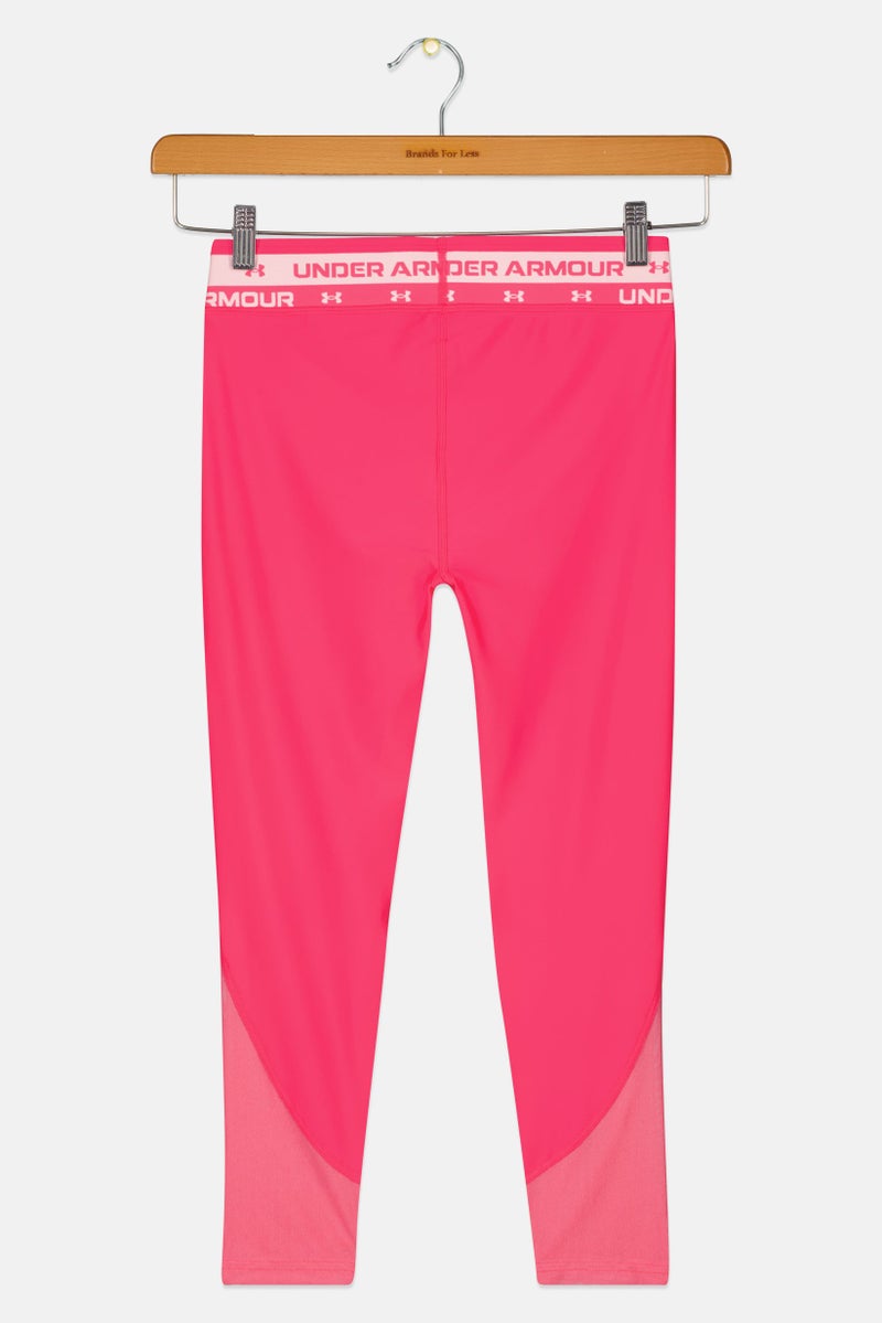 UNDER ARMOUR Kids Girl Brand Logo Training Leggings, Neon Pink - Image 3
