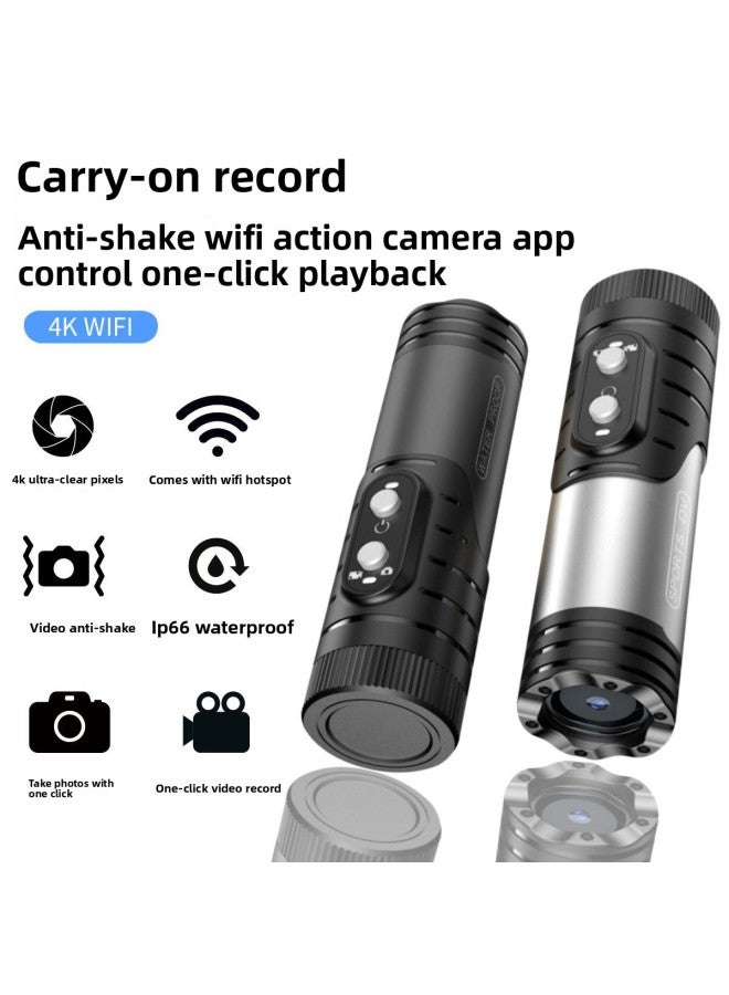 Generic 4K Ultra Clear Sports Camera Flashlight Helmet Camera Riding Bicycle Motorcycle WiFi Anti-shake Recorder-Color:Wifi 1080p (grey)  - Image 2