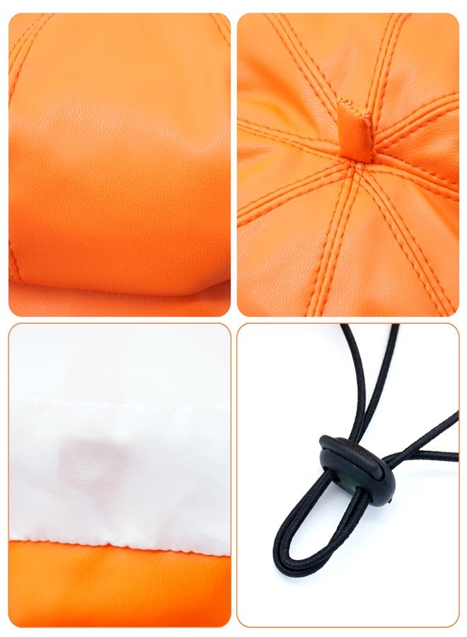 PET SHOW Dog Beret Hat for Small Dogs Cats Party Holiday Headband Cap French Leather Berets with Adjustable Chin Strap Cute Fashion Puppy Hats Pets Costumes Accessories(Orange,S) - Image 3