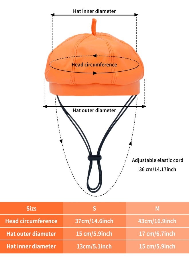 PET SHOW Dog Beret Hat for Small Dogs Cats Party Holiday Headband Cap French Leather Berets with Adjustable Chin Strap Cute Fashion Puppy Hats Pets Costumes Accessories(Orange,S) - Image 2