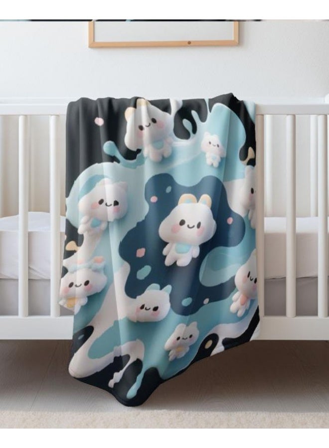 عام بطانية رقيقة من الفانيلا الكرتونية للأطفال والرضع (دافئة ومريحة، ومناسبة للنوم والألعاب) 70 سم * 100 سم - Image 1