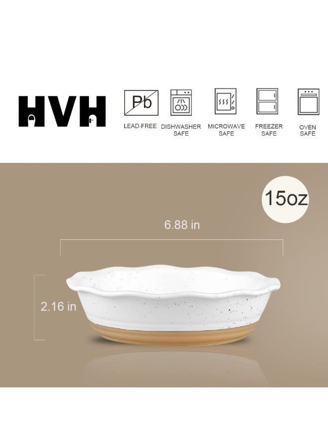 HVH Ceramic Pot Pie Pans Set of 6, 6 Inch Pie Pan, Mini Pie Tins for Dessert Kitchen, Non-Stick Pot Pie Dishes with Ruffled Edge, Pot Pie Baking Dishes, Farmhouse Style (White) - Image 4