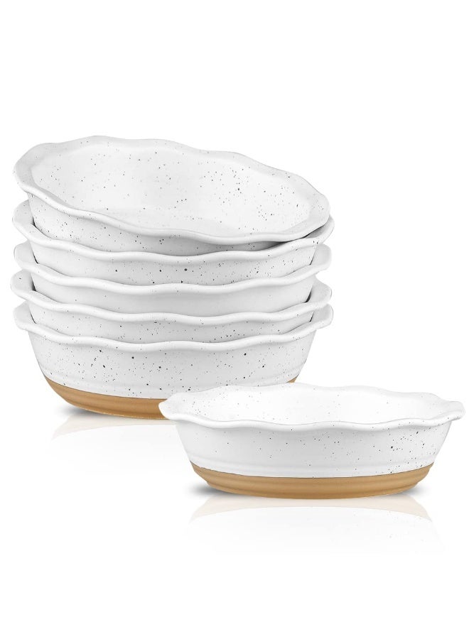 HVH Ceramic Pot Pie Pans Set of 6, 6 Inch Pie Pan, Mini Pie Tins for Dessert Kitchen, Non-Stick Pot Pie Dishes with Ruffled Edge, Pot Pie Baking Dishes, Farmhouse Style (White) - Image 1