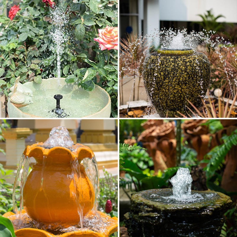 AISITIN 2.5W Solar Fountain Pump, DIY Outdoor Solar Water Fountain with 6 Nozzles and 4ft Water Pipe, Solar Powered Pump for Bird Bath, Ponds, Garden and Fish Tank Garden, Pond - Image 4