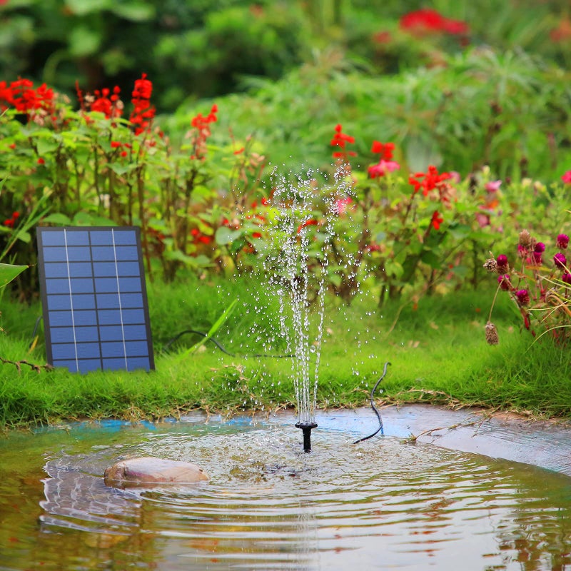 AISITIN 2.5W Solar Fountain Pump, DIY Outdoor Solar Water Fountain with 6 Nozzles and 4ft Water Pipe, Solar Powered Pump for Bird Bath, Ponds, Garden and Fish Tank Garden, Pond - Image 3