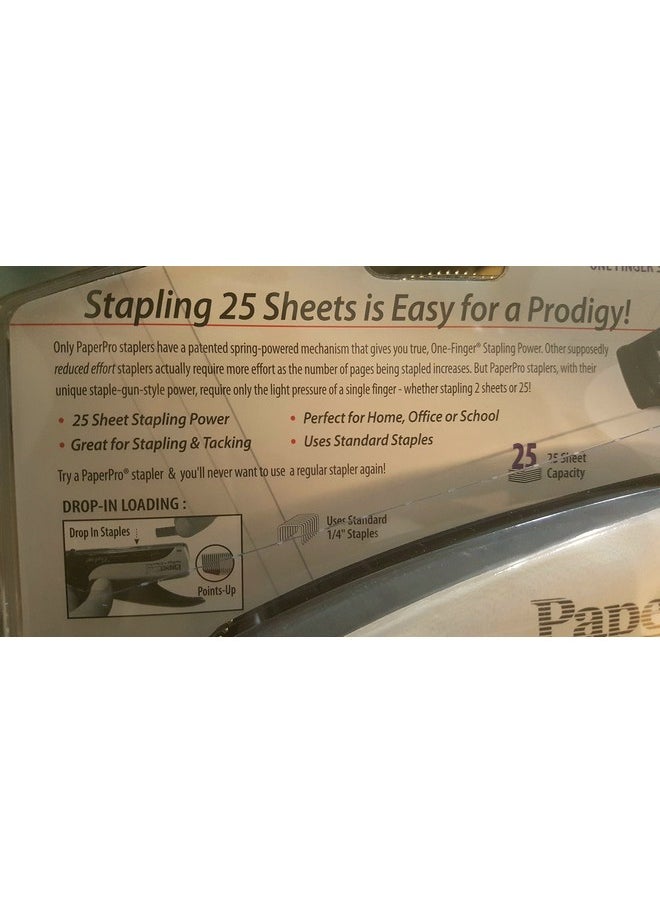 PaperPro - Prodigy One-Finger Desktop Stapler, 25 Sheet, Black/Silver (1110) (1, Silv/Blk) - Image 1