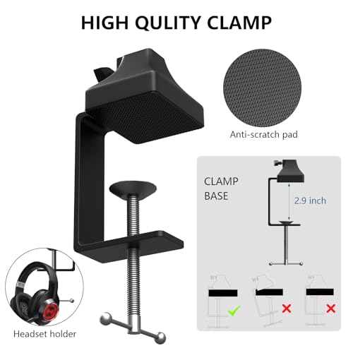 Hayner-Seek Microphone Boom Arm Stand With 5/8 Inches Connector, Studio Arm Suspension Scissor Adjustable Mic Stand for HyperX/Shure SM7B and Other Microphone, Recording Gaming Streaming Podcasting - Image 3