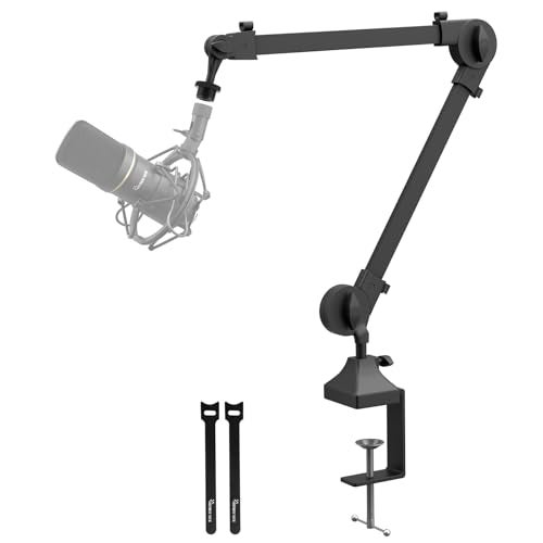Hayner-Seek Microphone Boom Arm Stand With 5/8 Inches Connector, Studio Arm Suspension Scissor Adjustable Mic Stand for HyperX/Shure SM7B and Other Microphone, Recording Gaming Streaming Podcasting - Image 1