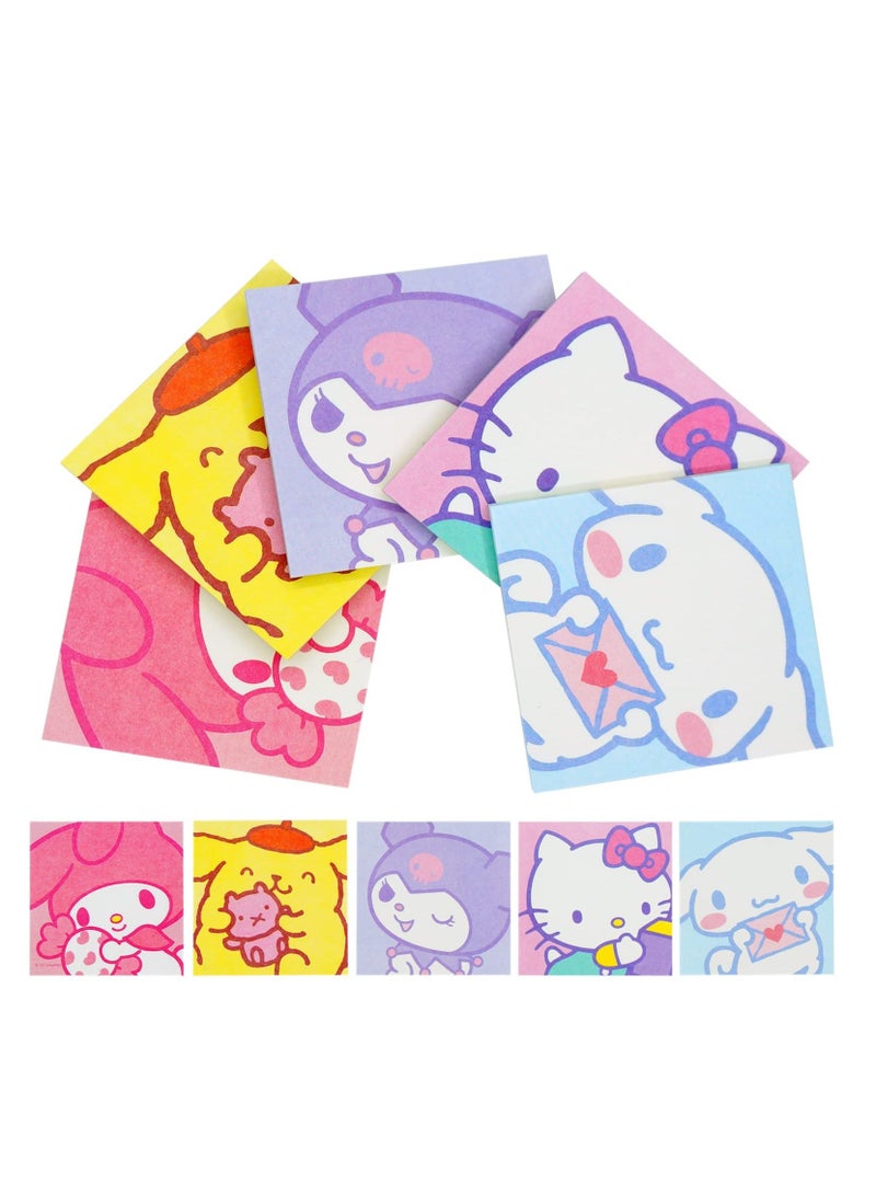 Y&D SYOSI 500 Sheets Lovely Sticky Notes 10 Pack Cartoon Small Notepads Kawaii Animals Postit Notebook Mini Self Stick Memo Pad for Students Roommates Office Reminder Tab, 5 Styles  - Image 1