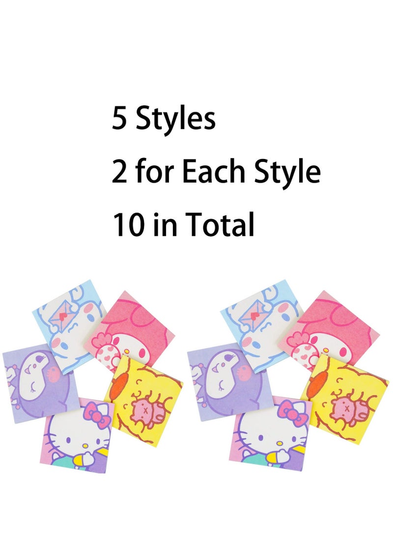 Y&D SYOSI 500 Sheets Lovely Sticky Notes 10 Pack Cartoon Small Notepads Kawaii Animals Postit Notebook Mini Self Stick Memo Pad for Students Roommates Office Reminder Tab, 5 Styles  - Image 5