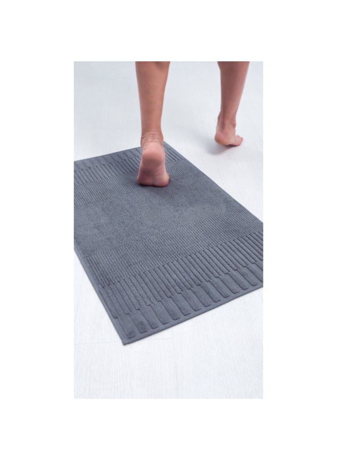 MTS Rectangular Soft Absorbent Cotton Bath Mat Grey 50 x 80 cm 227-24GRY