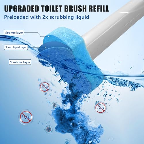 HOMEBETTER Disposable Toilet Bowl Brush and Holder, Toilet Cleaning System-2 Toilet Bowl Wand, 2 Storage Caddy&72 Toilet Brush Refills for Effective Deep Scrub Toilet, Wall-Mount Toilet Brush, 2 Pack. - Image 4