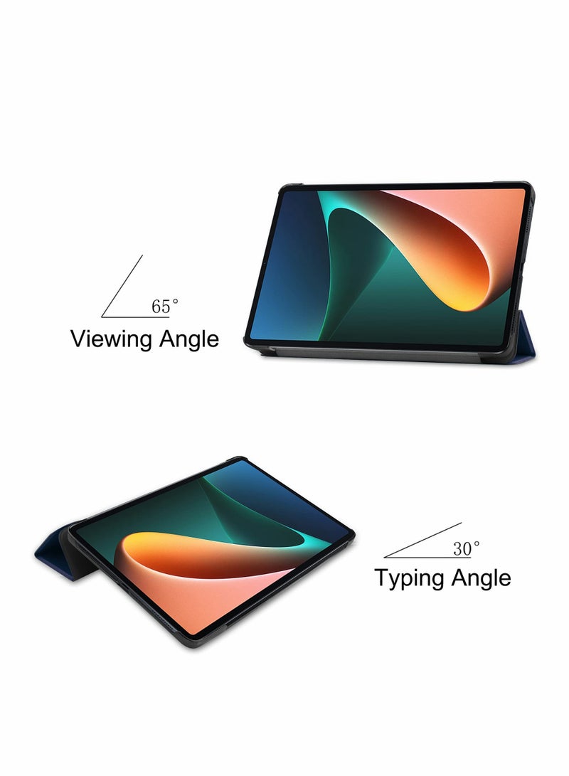 Excefore حافظة لجهاز Xiaomi Mi Pad 5 Pro اللوحي، جلد PU مع خاصية النوم التلقائي (أزرق داكن) - Image 3
