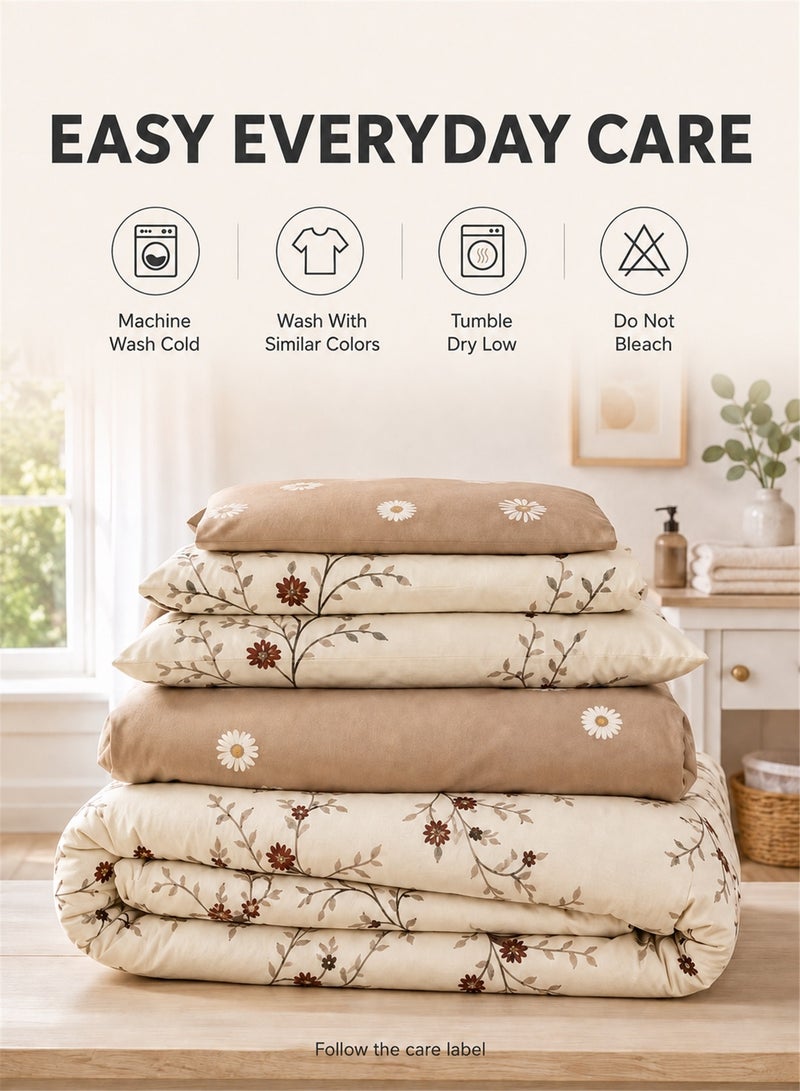 GOLDEN HOME طقم غطاء لحاف ملكي بحجم كينج من جولدن هوم: 6 قطع كاملة مع 1 غطاء لحاف، 4 أغطية وسائد، 1 شريحة مطاطية مفصلة - Image 5