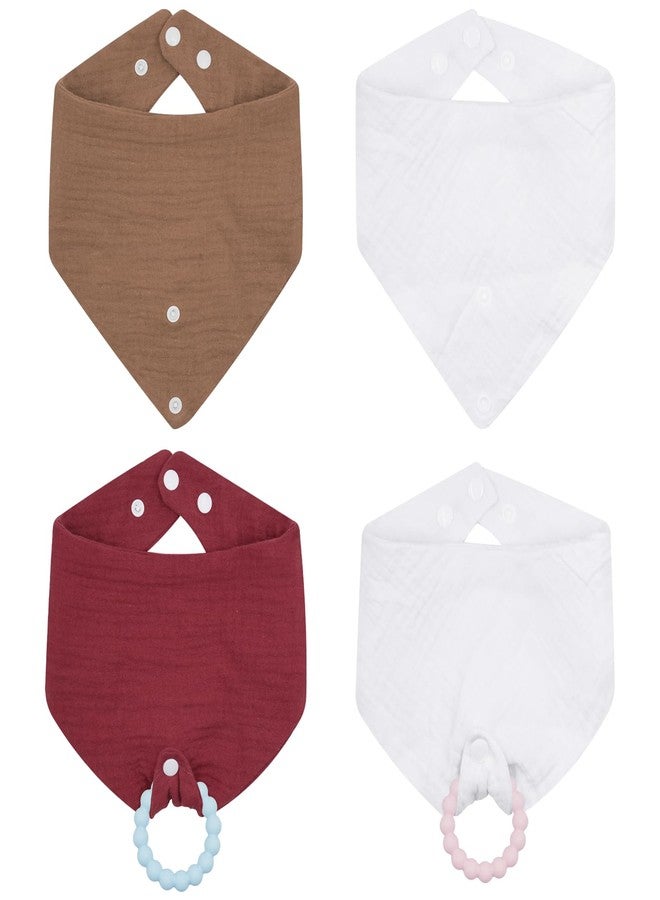 CUXFLS 4-Pack Baby Drool Bibs + 2 Teething Setfor Boys Girls - Soft Cotton Drooling & Teething Bibs for 0-24 Months Infants,100% Organic Cotton, Food-Grade Silicone - Image 1