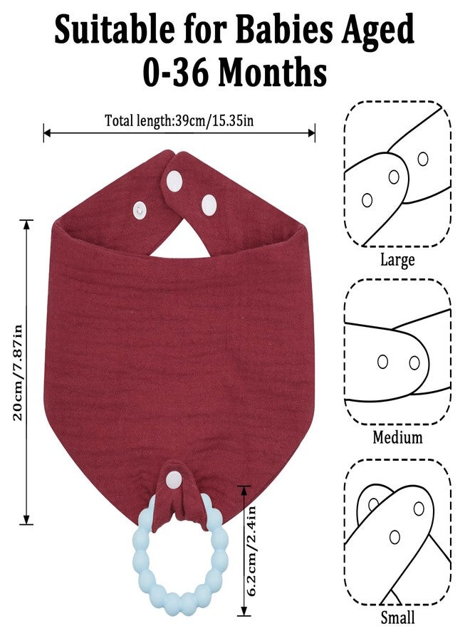 CUXFLS 4-Pack Baby Drool Bibs + 2 Teething Setfor Boys Girls - Soft Cotton Drooling & Teething Bibs for 0-24 Months Infants,100% Organic Cotton, Food-Grade Silicone - Image 3