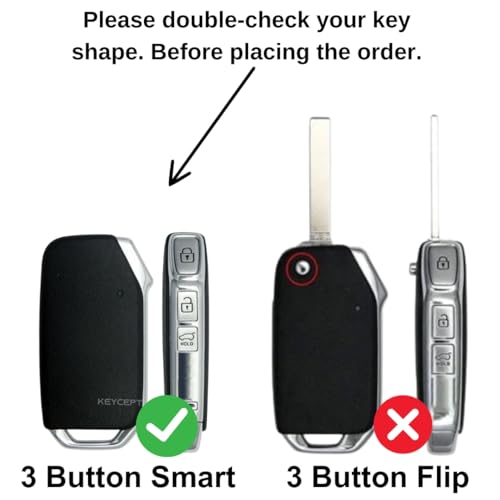 KEYCEPT Metal Alloy Key Cover Compatible with Kia Seltos HTE, Sonet HTE, Carens Premium, Prestige 3 Button Smart Key (Long Keychain). - Image 2