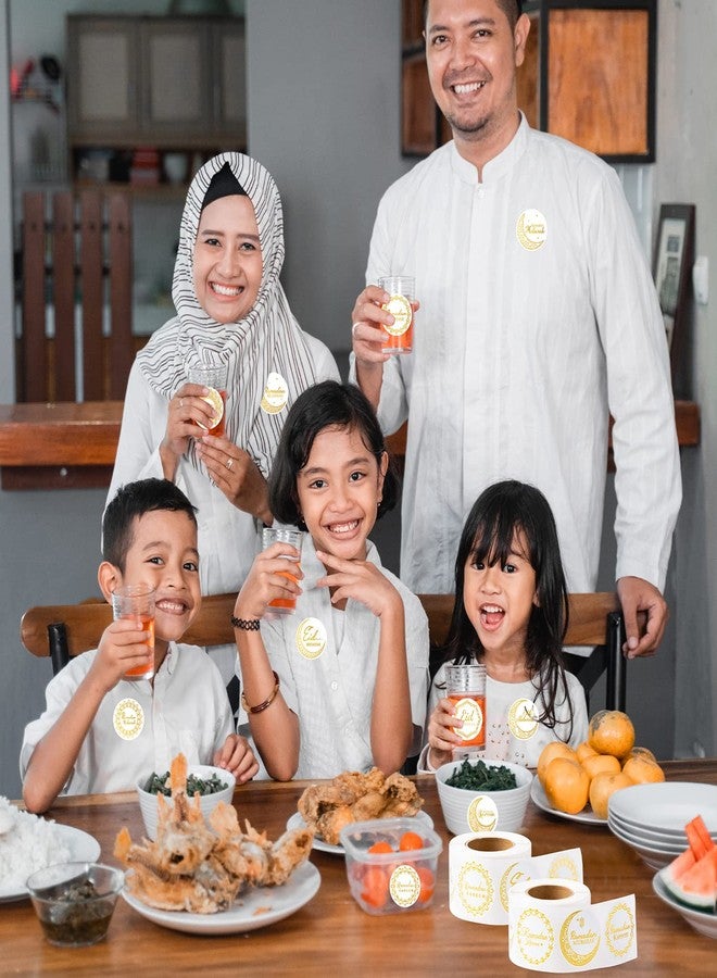 W1cwey لفائف ملصقات عيد الفطر من W1cwey رمضان - 1000 قطعة (لفّتان) - ملصقات ذهبية دائرية بنمط هلال رمضان وعيد الفطر، ملصقات هدايا ذاتية اللصق، ملصقات تغليف هدايا، ملصقات زجاجات المياه، ملصقات سجلات القصاصات - Image 5