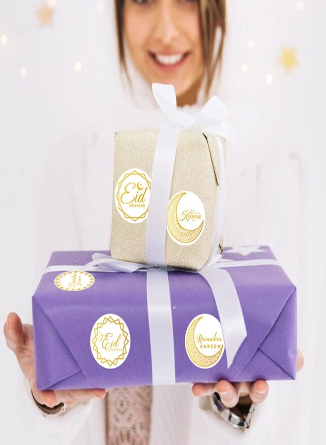 W1cwey لفائف ملصقات عيد الفطر من W1cwey رمضان - 1000 قطعة (لفّتان) - ملصقات ذهبية دائرية بنمط هلال رمضان وعيد الفطر، ملصقات هدايا ذاتية اللصق، ملصقات تغليف هدايا، ملصقات زجاجات المياه، ملصقات سجلات القصاصات - Image 4