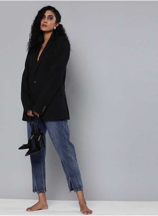 SASSAFRAS Sassafras Solid Slit Detail Straight Fit Jeans - Image 3