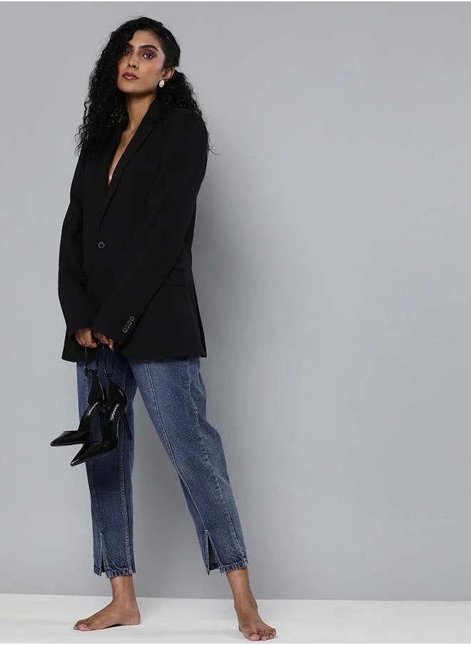SASSAFRAS Sassafras Solid Slit Detail Straight Fit Jeans