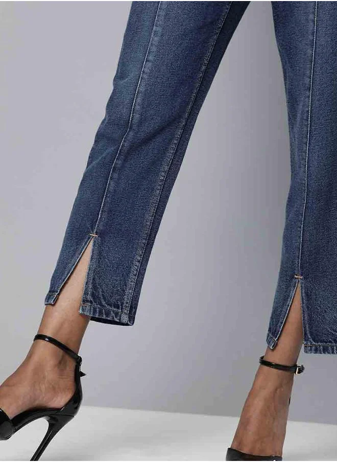 SASSAFRAS Sassafras Solid Slit Detail Straight Fit Jeans