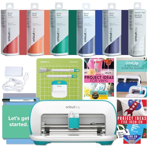 Cricut Joy Machine with Rainbow Smart Adhesive Vinyl, Starter Tool Set and Transfer Tape Bundle - Beginner Bluetooth Craft Cutting Machine Kit for Customized Cards, Small Decor Projects and Decals - Image 1