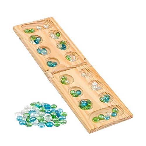 Regal Games Mancala Board Game  Fun Classic Table Game with Wooden Board for Adults  Kids  48 Glass Mancala Beads  2 Player Games  Ideal for Family Game Night Travel Ages 8 - Image 1