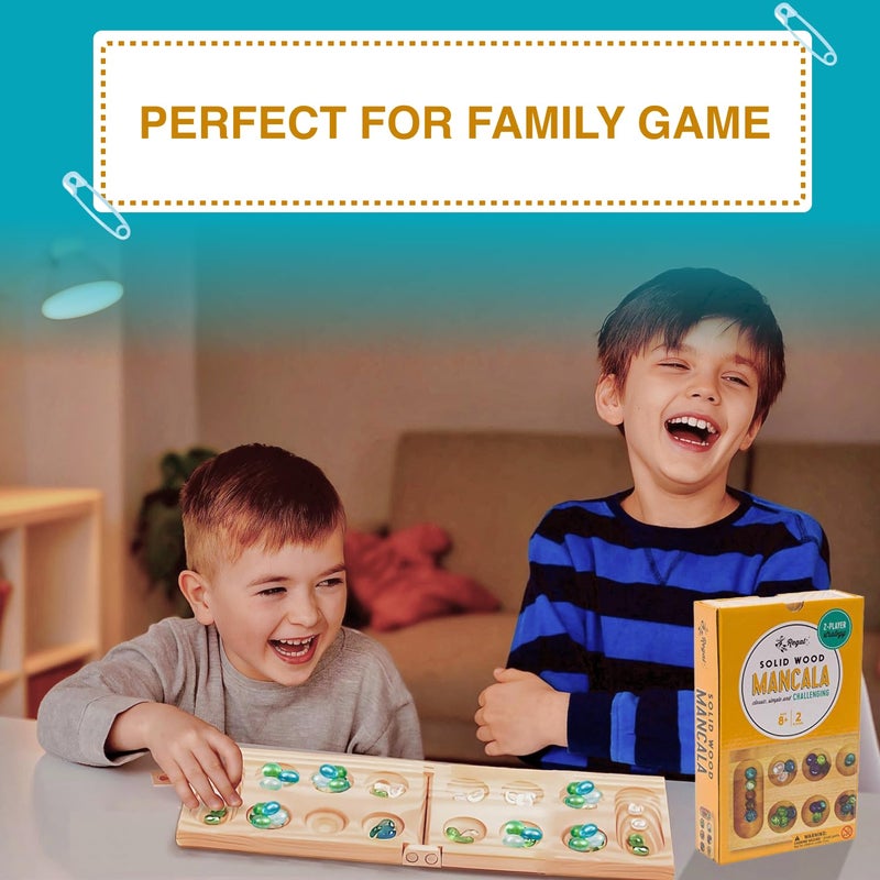 Regal Games Mancala Board Game  Fun Classic Table Game with Wooden Board for Adults  Kids  48 Glass Mancala Beads  2 Player Games  Ideal for Family Game Night Travel Ages 8 - Image 3