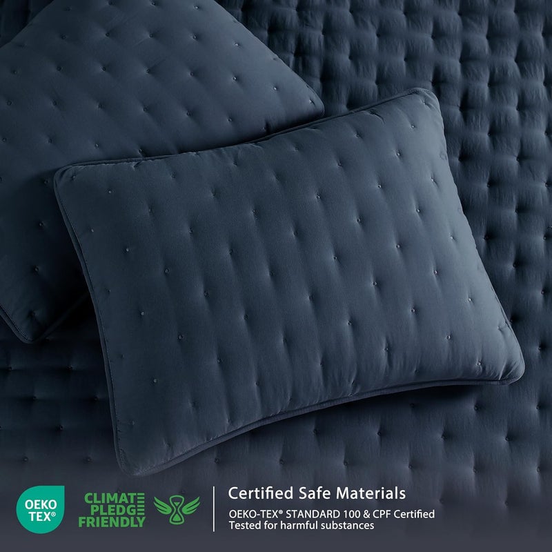 WDCOZY Navy Blue Quilt Twin Size Bedding Set with Pillow Sham, Lightweight Bedspread Coverlet, Soft Bed Cover for All Season - 2 Pieces, 68x90 inches - Image 4