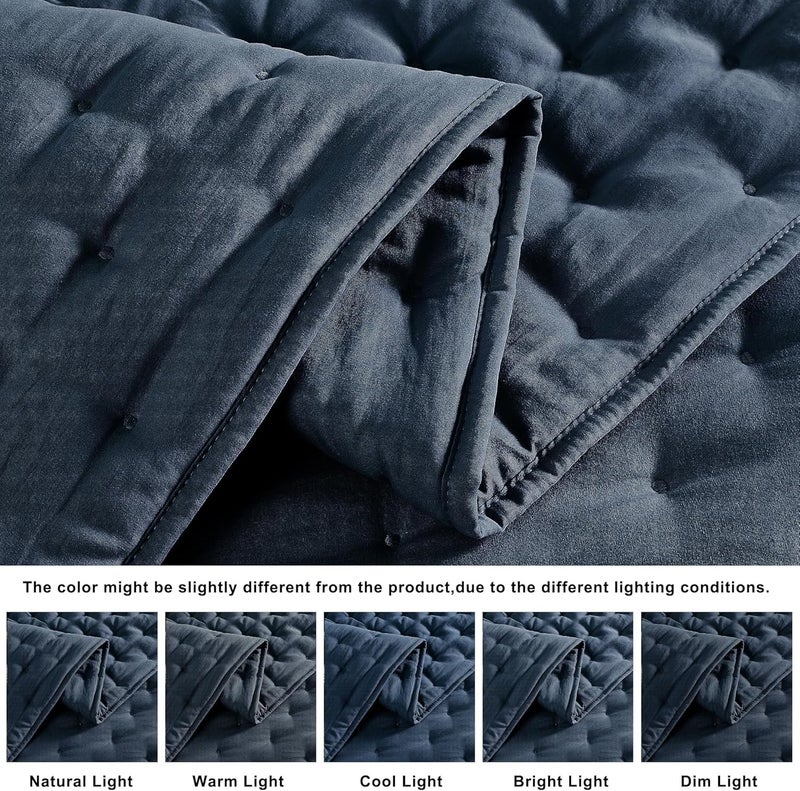 WDCOZY Navy Blue Quilt Twin Size Bedding Set with Pillow Sham, Lightweight Bedspread Coverlet, Soft Bed Cover for All Season - 2 Pieces, 68x90 inches - Image 5