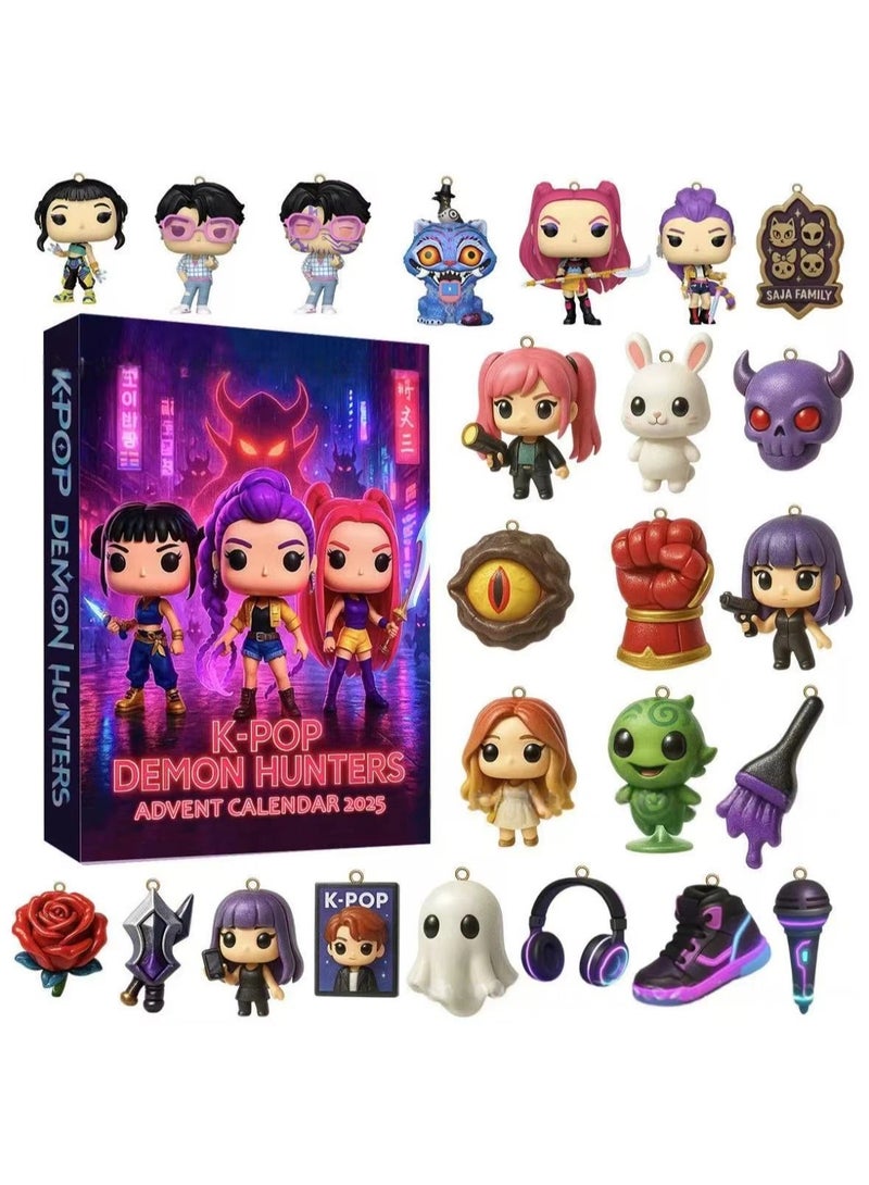 general KPop Demon Hunters Adventure Calendar 2025 Mini Cute Character Model Decoration Ornaments Gifts for Family and Friends