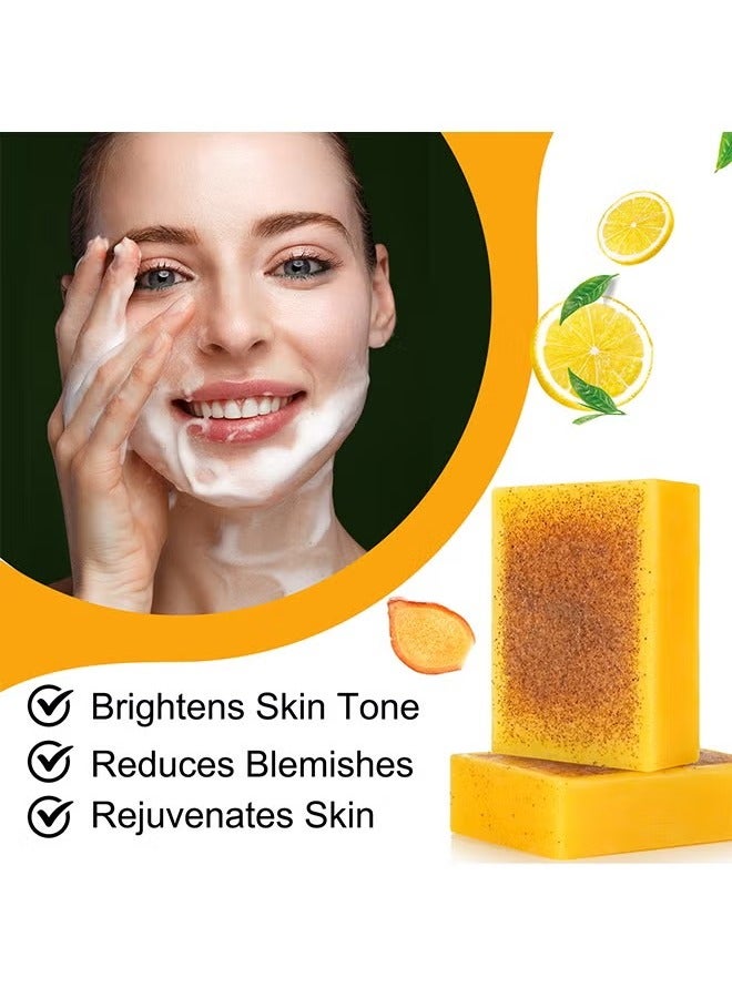 IKZEE Lemon Turmeric and Kojic Acid Soap,Turmeric Soap Bar,Gentle Skin Brightening Soap,Dark Spot Corrector Remover,Deep Cleansing Solid Soap Bars,Natural Face Soap for Fine Lines Acne Scars 100g - Image 2