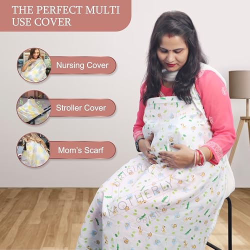 Motherly Nursing Cover for Breastfeeding – Soft, Breathable Feeding Apron for Mom, Multi-Use Feeding Cover & Scarf-Animal Print - Image 5