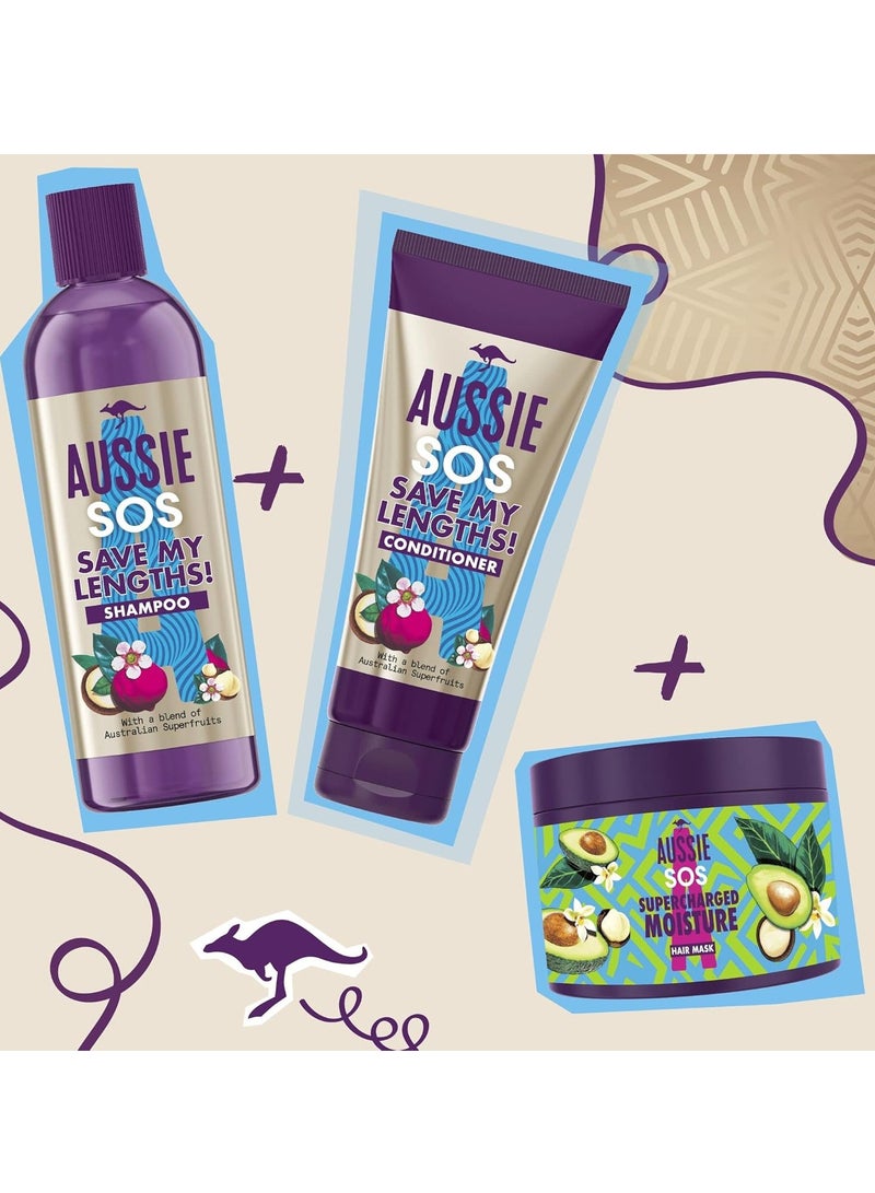 أوسي بلسم SOS بلسم الشعر الفوري لتسهيل فك التشابك Save My Lengths، خالي من المنتجات الحيوانية، لتنعيم الشعر المتجعد والمتضرر بمزيج من الأطعمة الخارقة الأسترالية، 200 مل - Image 4