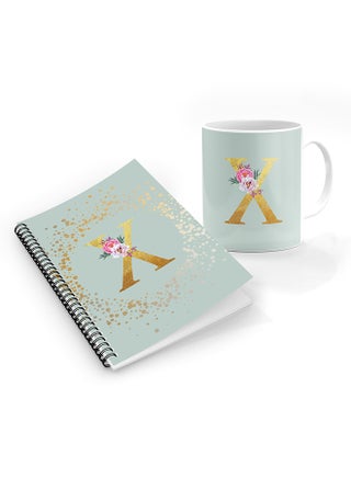 Custom Monogram Initial Letter Floral Pattern Alphabet - X  ( Light Green )