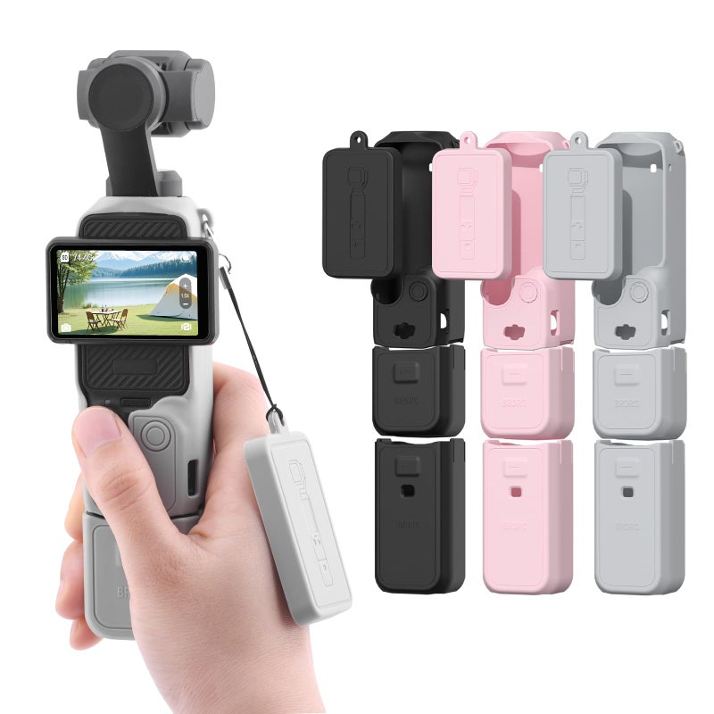 BRDRC Pocket 3 Silicone Cover, Protective Case Lens Protector Scratch-Resistant Sleeve Skin Compatible with DJI OSMO Pocket 3 Creator Combo Accessories(Grey) - Image 1