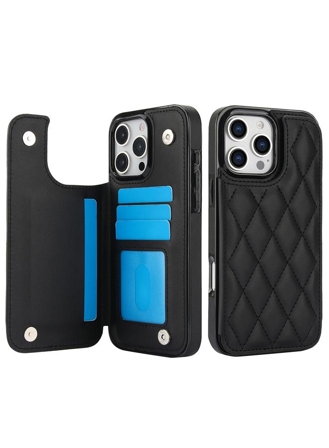 اس-توب جراب لهاتف iPhone 16 Pro Max مصنوع من جلد البولي يوريثان مع مشبك مزدوج على شكل معين - Image 2