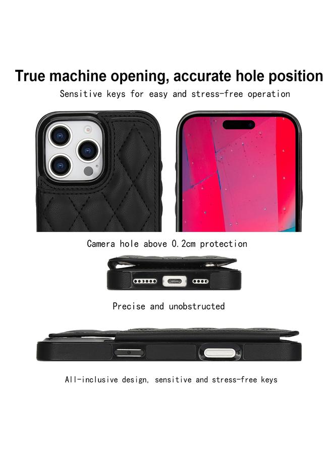 اس-توب جراب لهاتف iPhone 16 Pro Max مصنوع من جلد البولي يوريثان مع مشبك مزدوج على شكل معين - Image 3