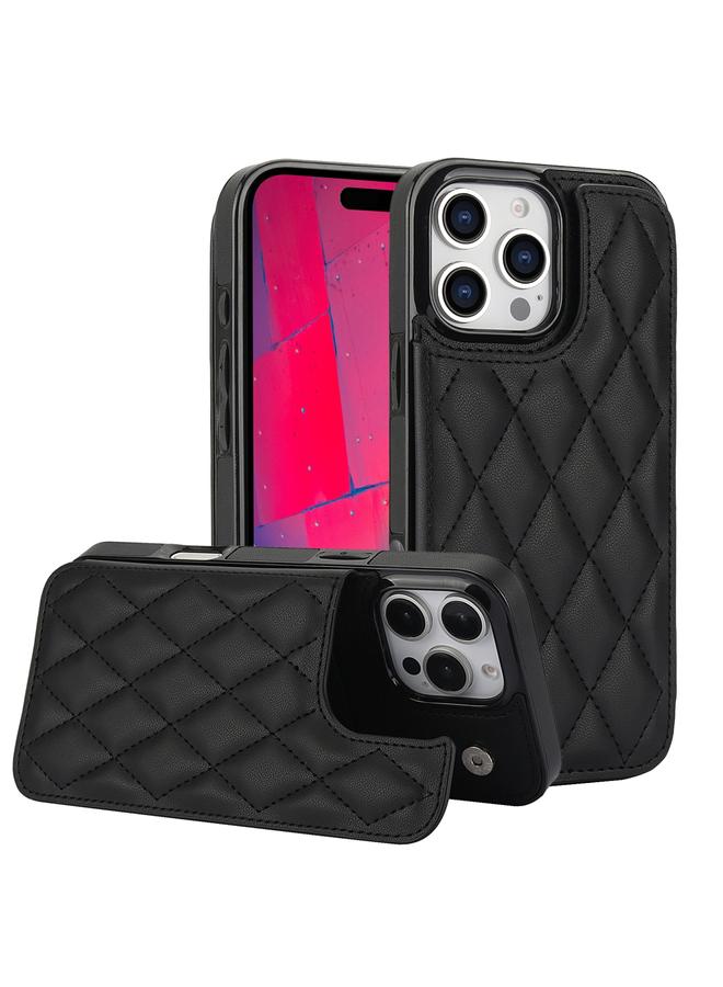 اس-توب جراب لهاتف iPhone 16 Pro Max مصنوع من جلد البولي يوريثان مع مشبك مزدوج على شكل معين - Image 1