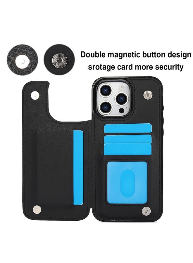 اس-توب جراب لهاتف iPhone 16 Pro Max مصنوع من جلد البولي يوريثان مع مشبك مزدوج على شكل معين - Image 5