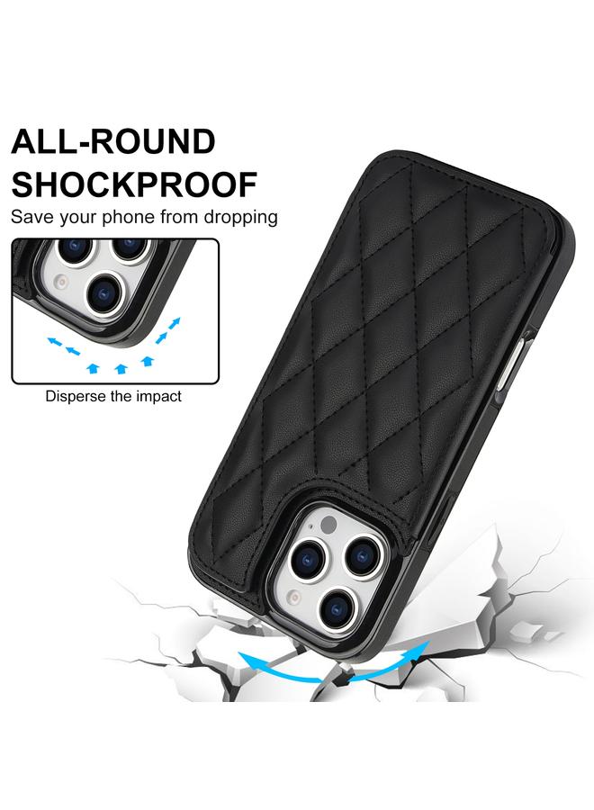 اس-توب جراب لهاتف iPhone 16 Pro Max مصنوع من جلد البولي يوريثان مع مشبك مزدوج على شكل معين - Image 4