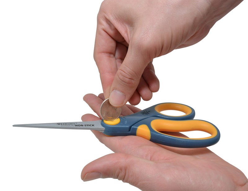 Westcott â€Ž17597 8-Inch Non-Stick Titanium Scissors For Office and Home, Blue/Gray, 6 Pack - Image 5