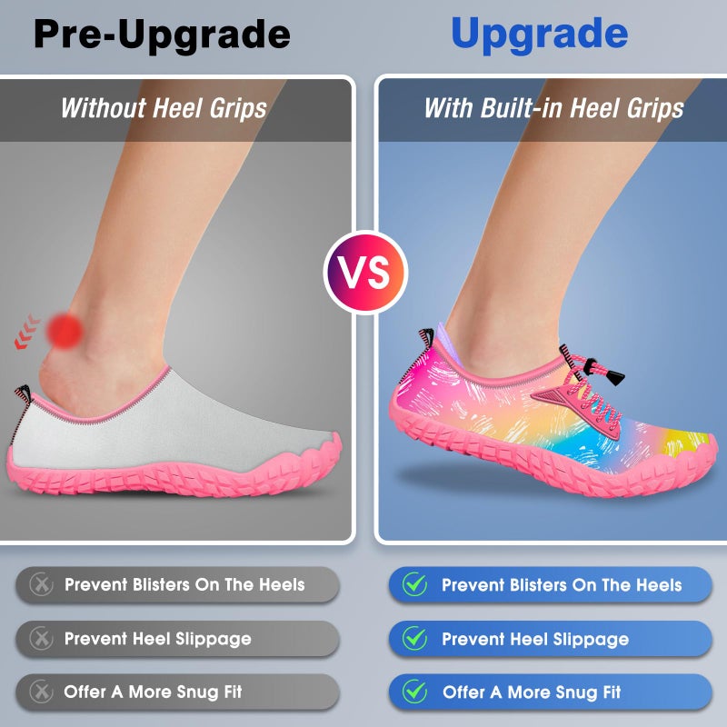 CROVA Built-in Heel Grips Water Shoes for Kids Girls Boys Hiking Shoes Wide Barefoot Swim Beach Pools Aqua Socks Slip-On Quick Dry Lightweight for Big Little Kids Toddler - Image 2