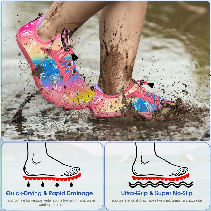 CROVA Built-in Heel Grips Water Shoes for Kids Girls Boys Hiking Shoes Wide Barefoot Swim Beach Pools Aqua Socks Slip-On Quick Dry Lightweight for Big Little Kids Toddler - Image 3