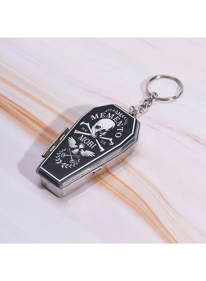 Gothic Coffin Ashtray Stainless Steel Holder With Skeleton Lid Compact Smoking Gift - Image 1