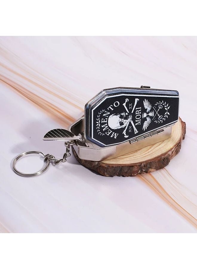 Gothic Coffin Ashtray Stainless Steel Holder With Skeleton Lid Compact Smoking Gift - Image 2